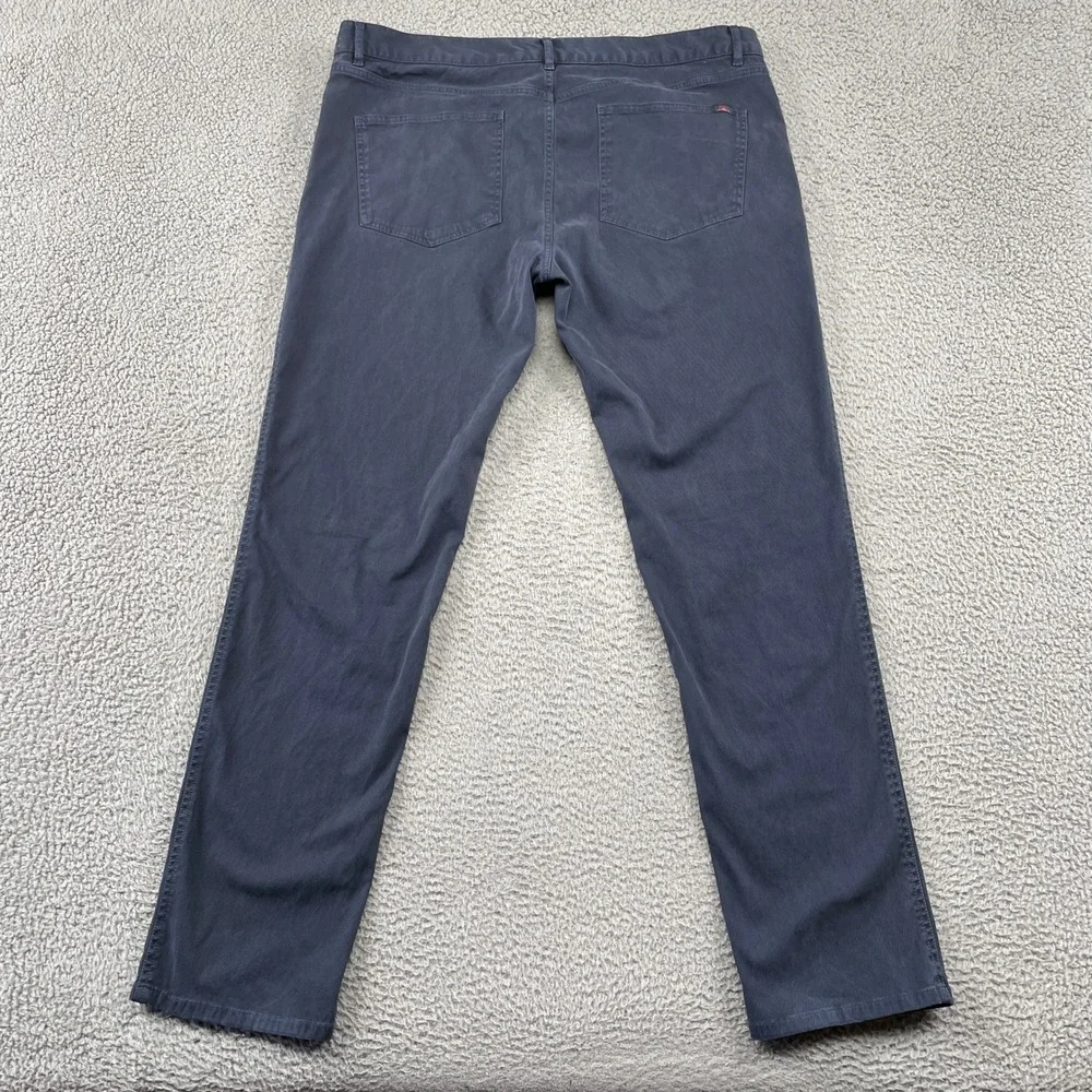 Faherty Pants Mens 40 Blue 5-Pocket Organic Cotton Stretch Straight Leg Casual - Picture 2 of 11